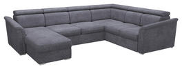 WOHNLANDSCHAFT Dunkelbraun Webstoff  - Dunkelbraun, Design, Holz/Textil (103/355/243cm) - MID.YOU
