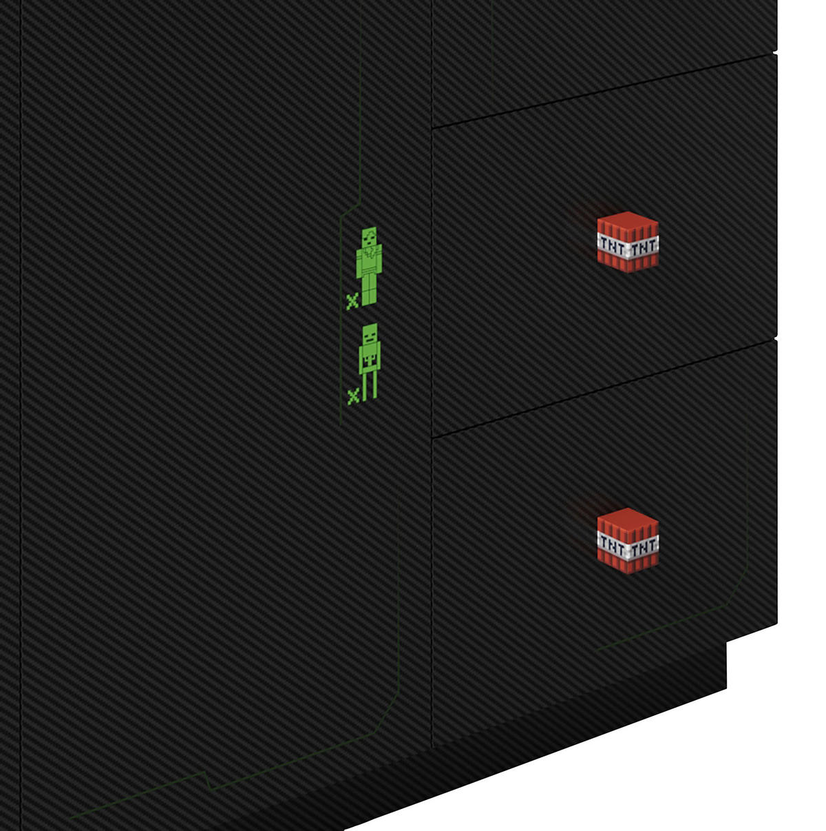 KLEIDERSCHRANK 3-türig Schwarz  - Rot/Schwarz, MODERN, Holzwerkstoff/Kunststoff (135/200/50cm) - Minecraft