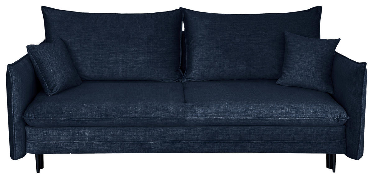 SCHLAFSOFA  mit Liegefunktion Flachgewebe Blau  - Blau/Schwarz, Design, Holz/Kunststoff (216/96/102cm) - MID.YOU