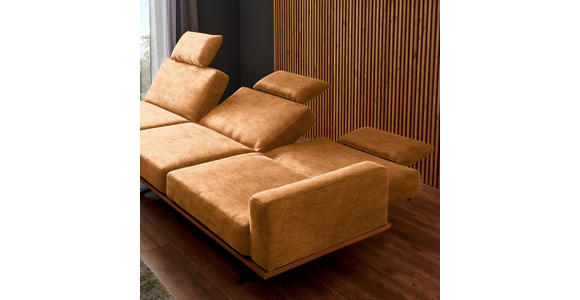 ECKSOFA in Flachgewebe Gelb  - Gelb/Schwarz, Natur, Holz/Textil (170/326cm) - Valnatura