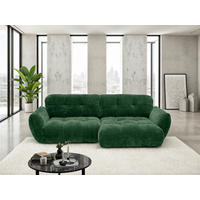 ECKSOFA NIVO Dunkelgrün Chenille Rücken echt  - Dunkelgrün/Schwarz, MODERN, Kunststoff/Textil (312/175cm) - Livetastic