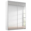 SCHWEBETÜRENSCHRANK 131/210/59 cm 2-türig Silberfarben, Weiß  - Silberfarben/Alufarben, MODERN, Glas/Holzwerkstoff (131/210/59cm) - Rauch Möbel