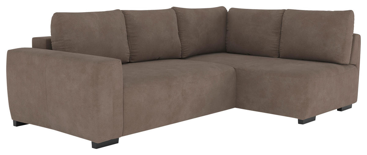 ECKSOFA  in Mikrofaser Taupe  - Taupe/Schwarz, Trend, Kunststoff/Textil (252/170cm) - MID.YOU