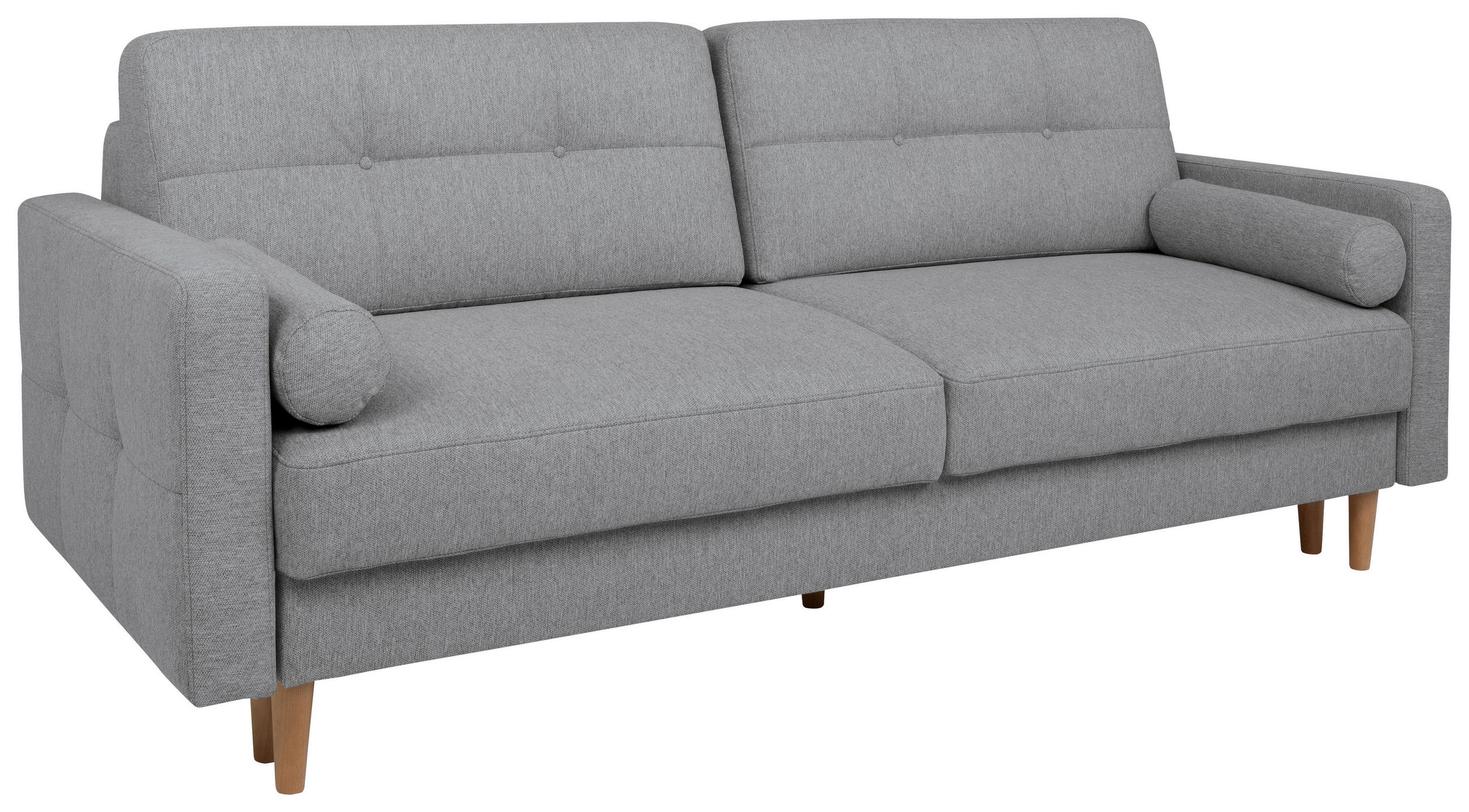SCHLAFSOFA  mit Liegefunktion Flachgewebe Dunkelgrau  - Dunkelgrau/Eiche Wotan, KONVENTIONELL, Holz/Textil (222/93/99cm) - MID.YOU