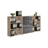 AKTENSCHRANK Sonoma Eiche, Anthrazit Hochglanz  - Anthrazit Hochglanz/Sonoma Eiche, MODERN, Holzwerkstoff (253,2/113,6/33cm) - MID.YOU