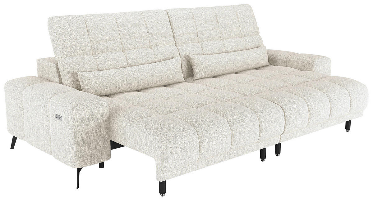 BIGSOFA Chenille Elfenbein  - Elfenbein/Schwarz, MODERN, Textil/Metall (300/112/121cm) - Xora