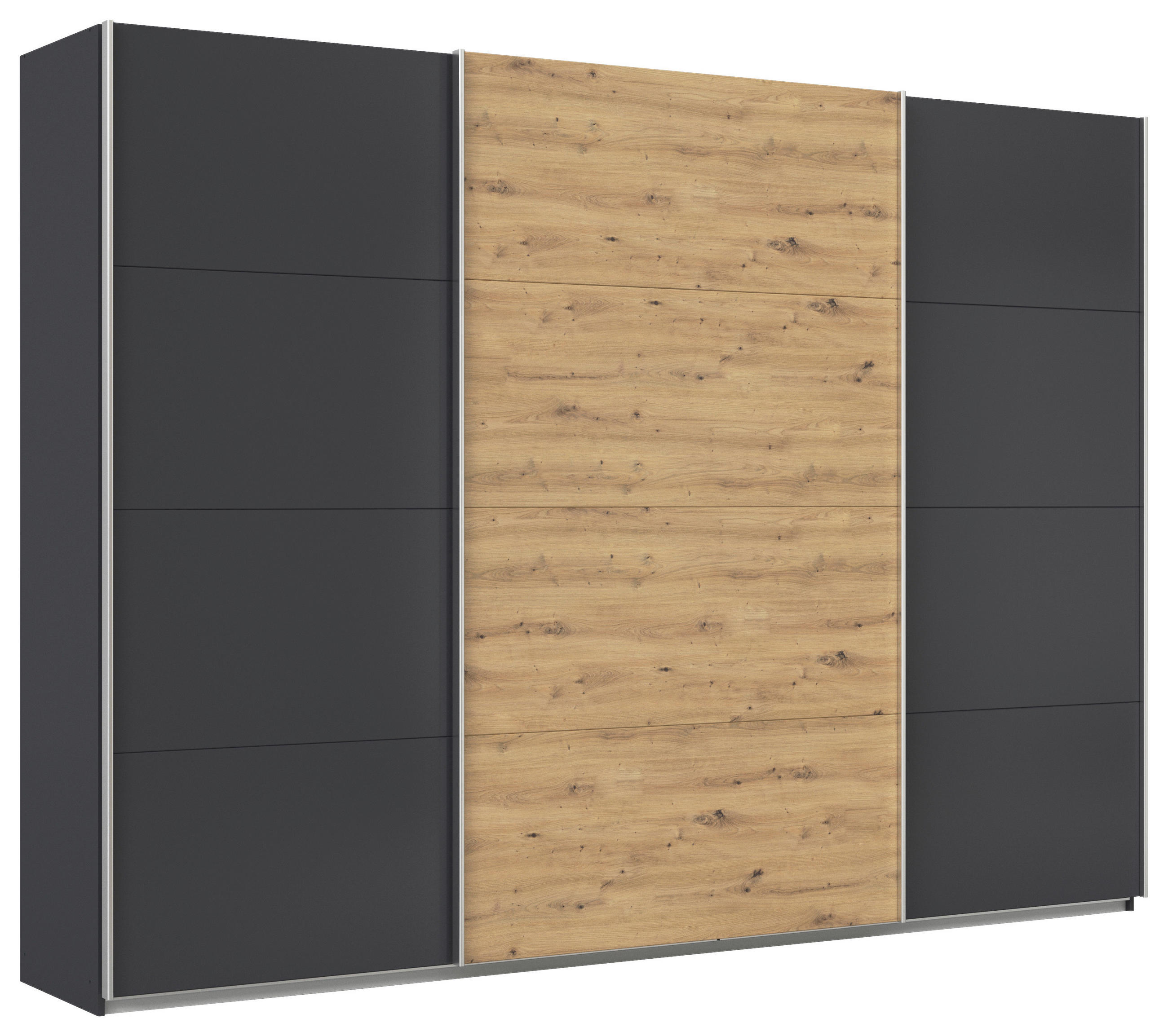 Schwebetürenschrank B: 315cm Feldkirch Grau/Eiche Dekor