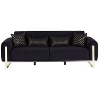 3-SITZER-SOFA Velours Schwarz  - Goldfarben/Schwarz, MODERN, Textil/Metall (230/83/90cm) - Livetastic