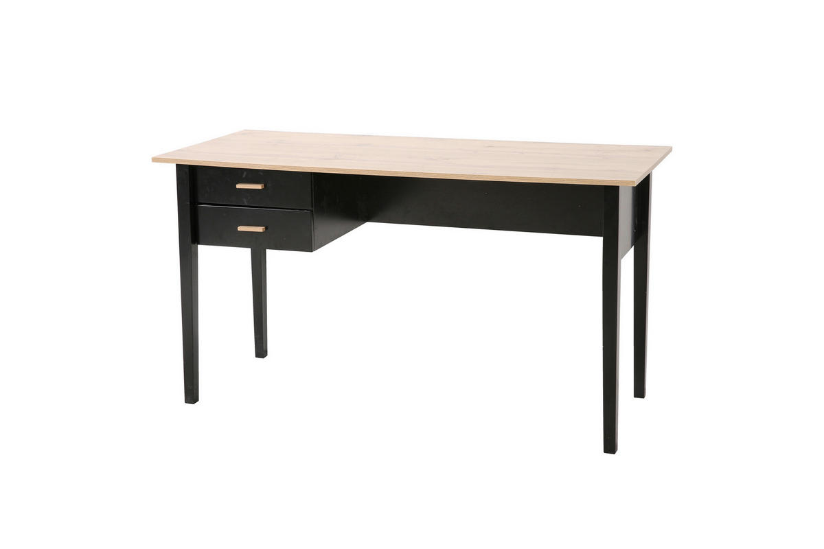 SCHREIBTISCH 140/60/75 cm  in Naturfarben, Schwarz  - Schwarz/Naturfarben, Design, Holz/Holzwerkstoff (140/60/75cm) - Livetastic