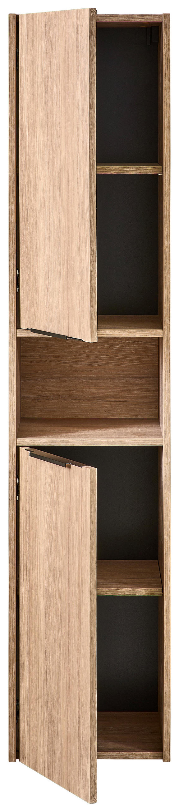 HOCHSCHRANK 35/165/33 cm  - Eichefarben/Schwarz, MODERN, Holzwerkstoff/Metall (35/165/33cm) - Welnova