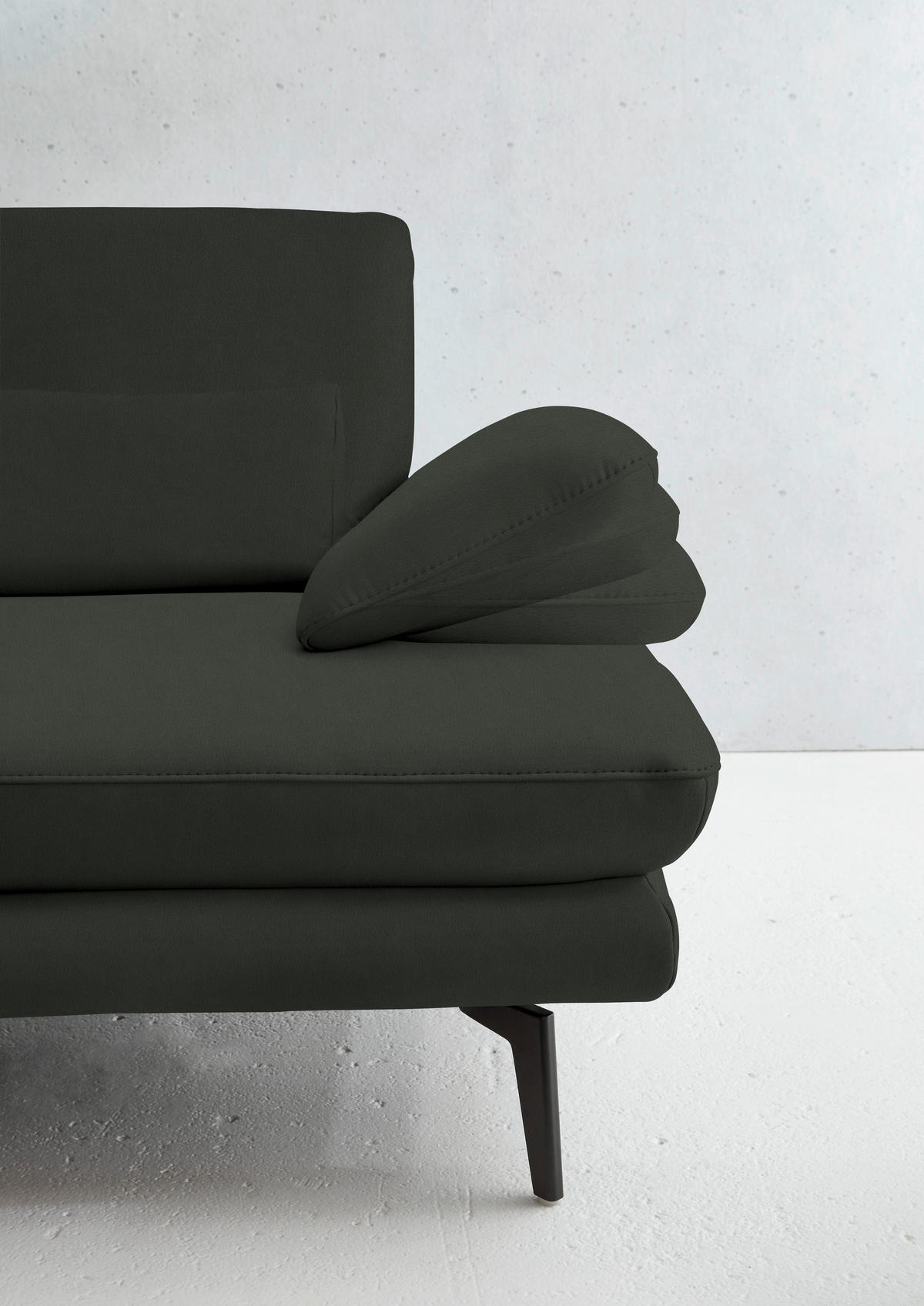2,5-SITZER in Echtleder Dunkelgrün  - Dunkelgrün/Schwarz, Design, Leder/Metall (196/86/104cm) - Dieter Knoll