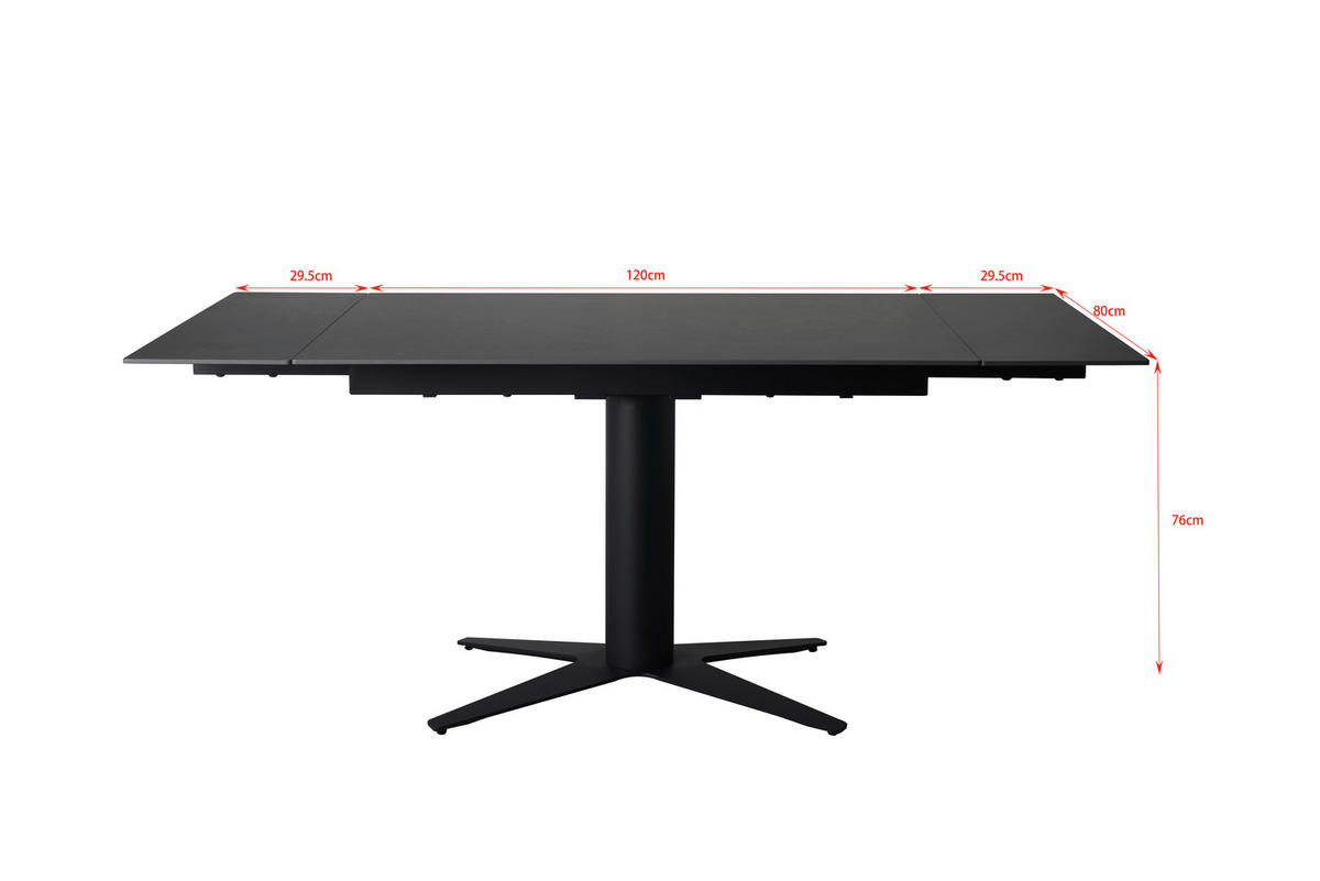 ESSTISCH Anthrazit, Schwarz rechteckig  ausziehbar  - Anthrazit/Schwarz, LIFESTYLE, Keramik/Metall (120-179/76/80cm) - Livetastic