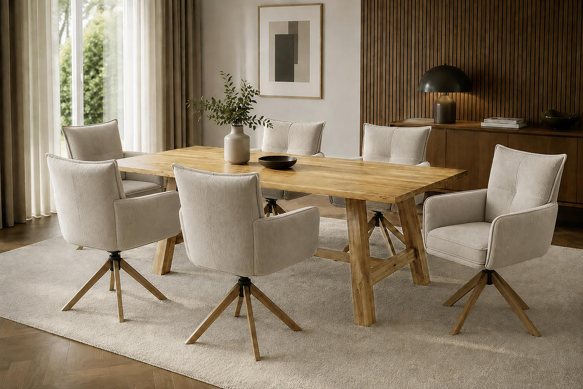 ESSTISCH 190/100/75 cm Echtholz  Holz rechteckig Wildeiche  - Wildeiche, ROMANTIK / LANDHAUS, Holz (190/100/75cm) - Linea Natura