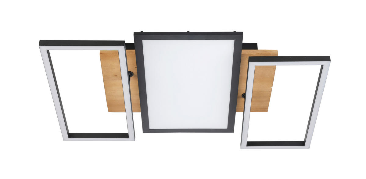 LED-DECKENLEUCHTE    35/56/10 cm  - Schwarz/Naturfarben, Trend, Holz/Kunststoff (35/56/10cm) - Novel