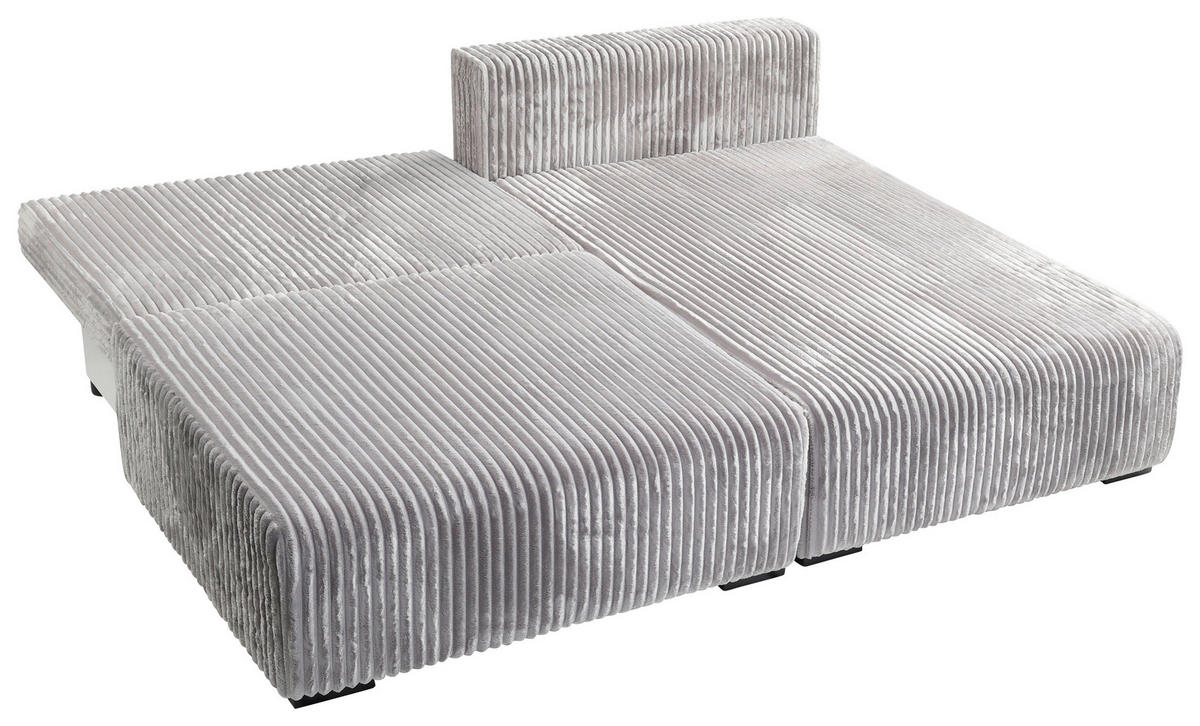 ECKSOFA in Cord Hellgrau  - Hellgrau/Schwarz, Modern, Holz/Textil (210/145cm) - MID.YOU
