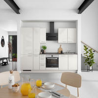 KÜCHENBLOCK Flash 270 cm  in Schieferfarben, Hellgrau  - Schieferfarben/Edelstahlfarben, MODERN, Holzwerkstoff/Metall (270cm) - Nobilia