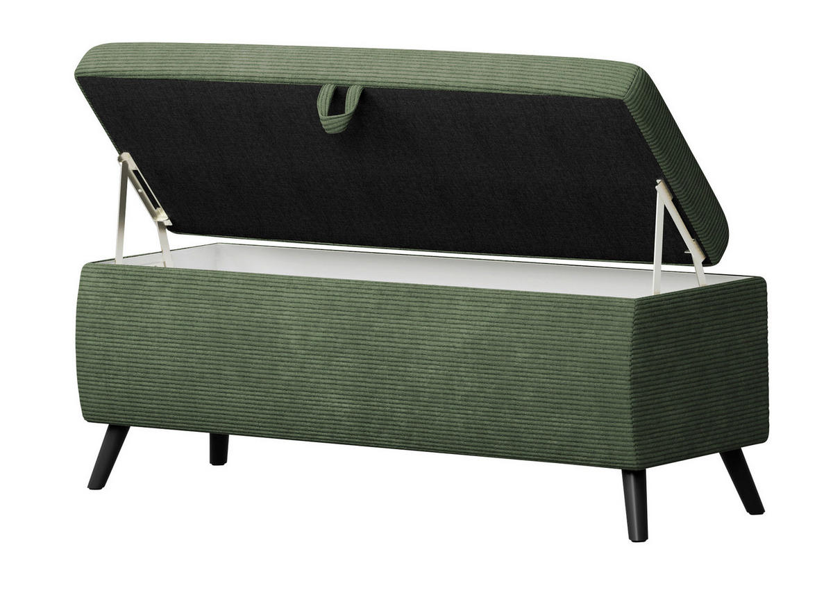 BETTBANK Cord Grün  - Schwarz/Grün, Trend, Holz/Textil (145/45/50cm) - Esposa