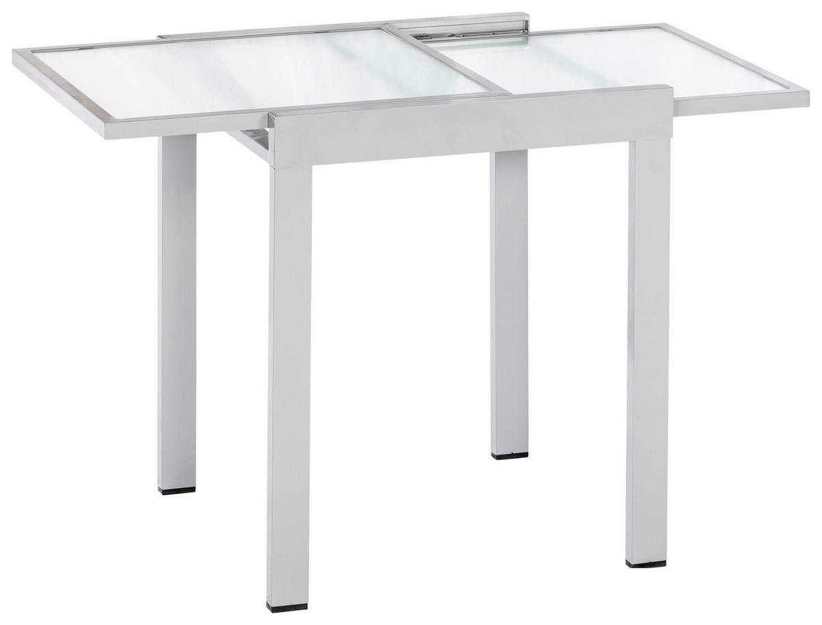 GARTENTISCH 65/130/65/75 cm Metall, Glas rechteckig  - Silberfarben, KONVENTIONELL, Glas/Metall (65/130/65/75cm) - Gardenson