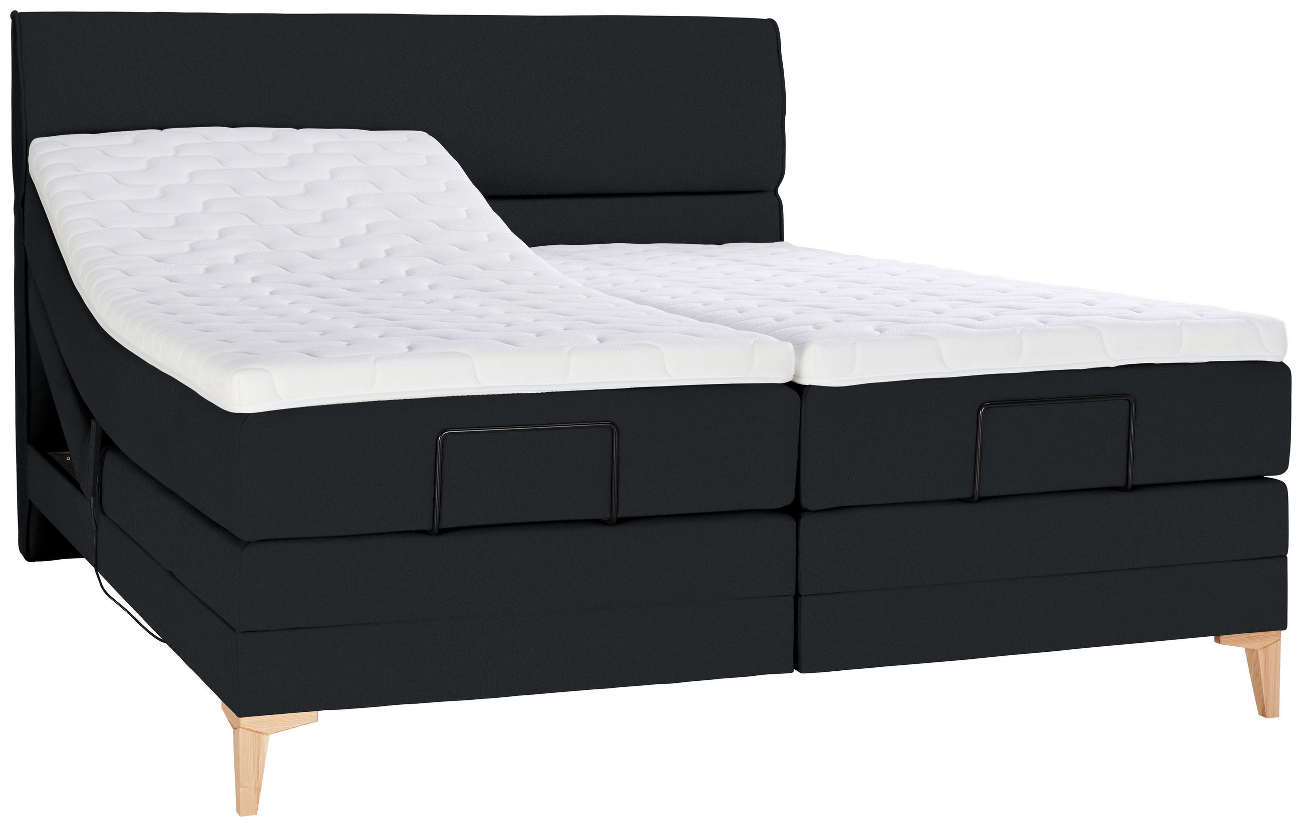 BOXSPRINGBETT 180/200 cm  in Schwarz  - Eichefarben/Schwarz, KONVENTIONELL, Holz/Textil (180/200cm) - Voleo