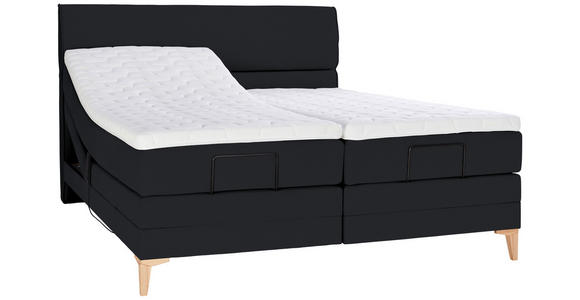 BOXSPRINGBETT 180/200 cm in Schwarz - Eichefarben/Schwarz, KONVENTIONELL, Holz/Textil (180/200cm) - Voleo