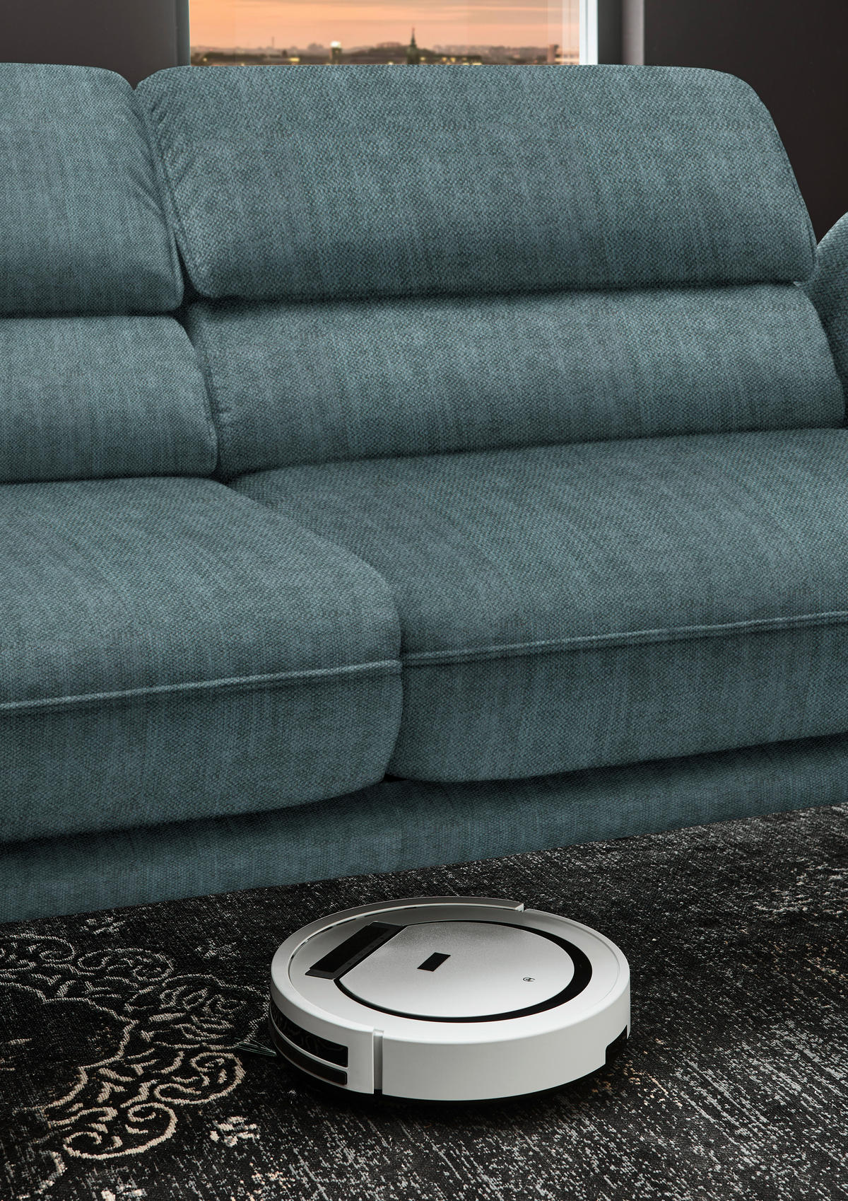 ECKSOFA in Velours Opal  - Opal/Schwarz, Design, Textil/Metall (153/283cm) - Valdera