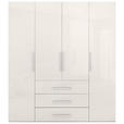 KLEIDERSCHRANK 196/219/59 cm,  in Kaschmir, 4-türig  - Kaschmir/Alufarben, KONVENTIONELL, Holzwerkstoff/Metall (196/219/59cm) - Carryhome