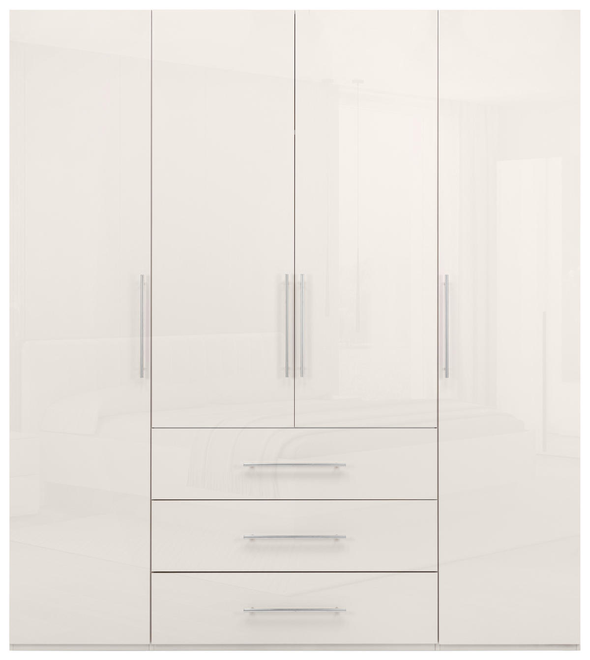 KLEIDERSCHRANK 196/219/59 cm,  in Kaschmir, 4-türig  - Kaschmir/Alufarben, KONVENTIONELL, Holzwerkstoff/Metall (196/219/59cm) - Carryhome