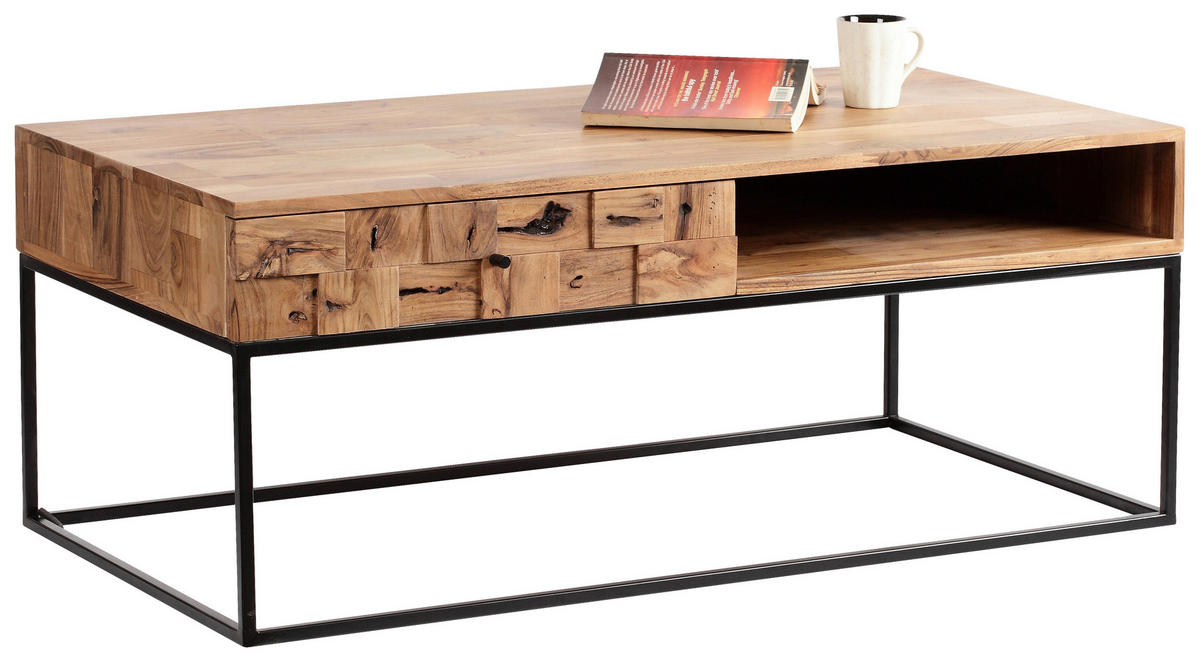 KLUB STOČIĆ  boja akacije  - boja akacije/crna, Trendi, drvo/metal (110/55/45cm) - Carryhome