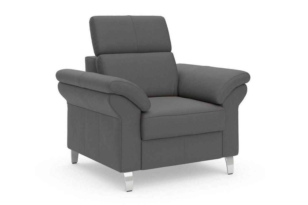 SESSEL in Echtleder Mokka  - Chromfarben/Mokka, Basics, Leder/Metall (101/84/93cm) - Sit & More