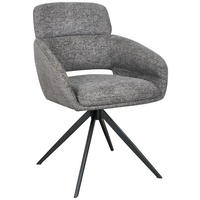ARMLEHNSTUHL  Sitzfläche 360° drehbar, inklusive Armlehnen Webstoff  Grau, Schwarz  - Schwarz/Grau, MODERN, Textil/Metall (57,5/85/61cm) - Livetastic
