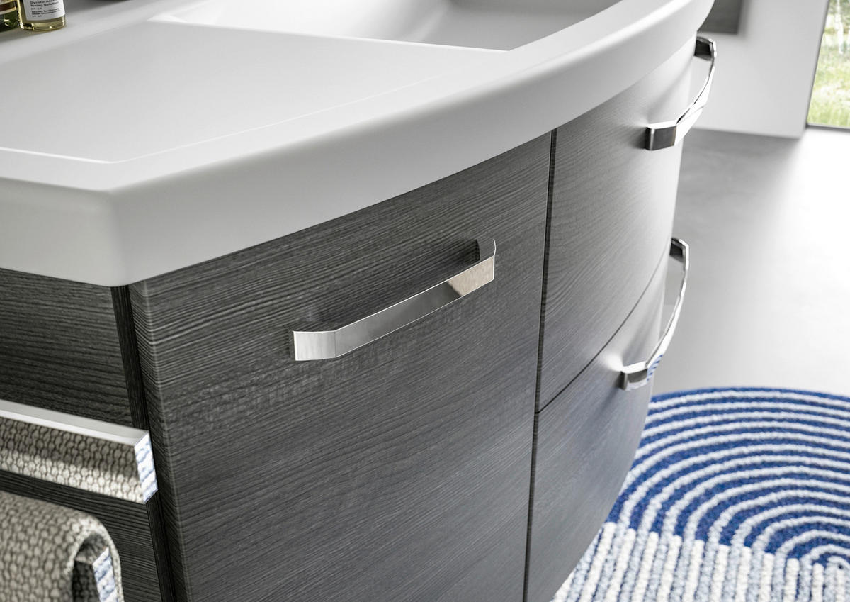 BADEZIMMER 3-teilig  in 135 cm  - Chromfarben/Graphitfarben, MODERN, Glas/Keramik (135cm) - Sadena