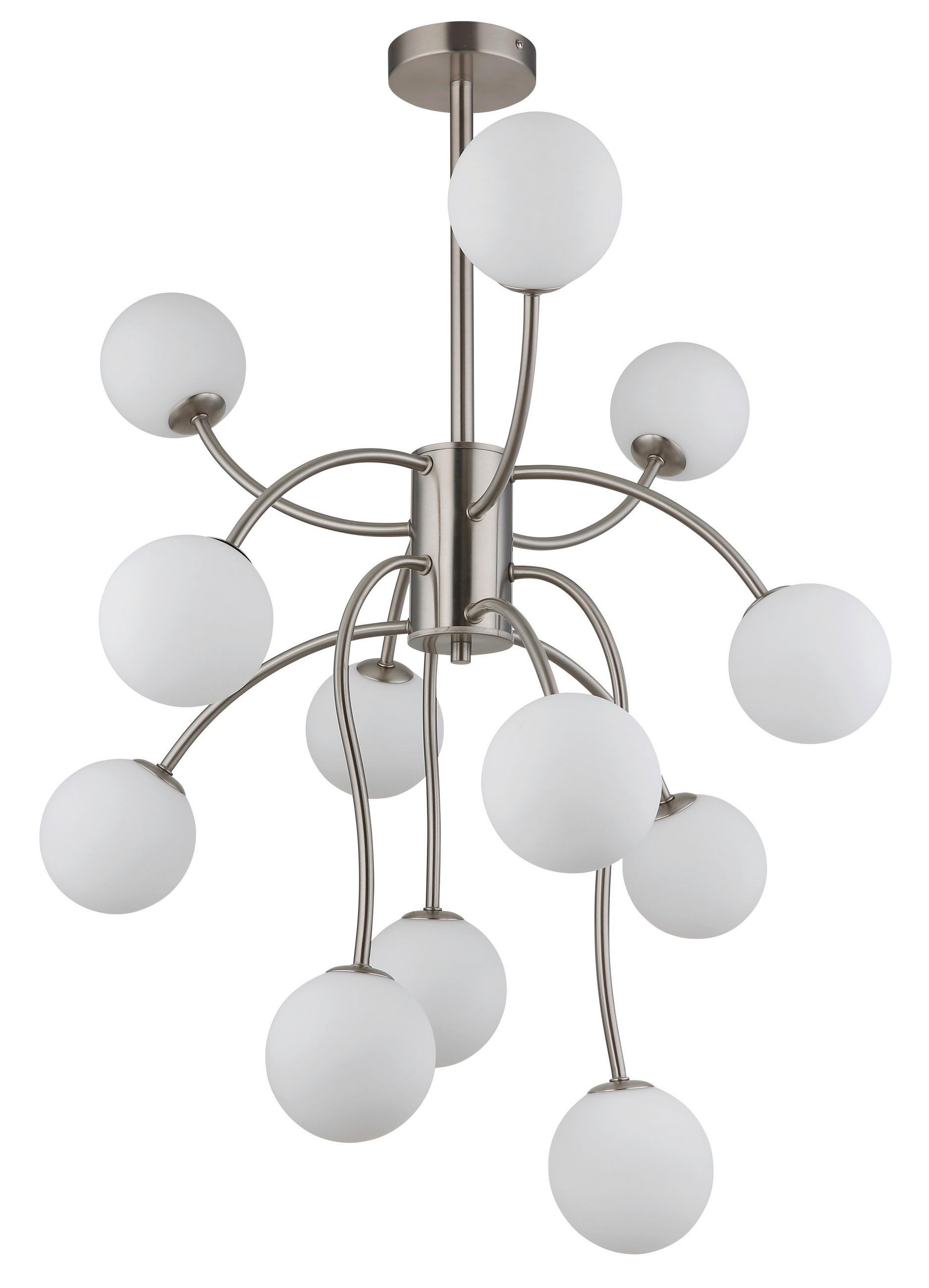 LED-TAKLAMPA RIHA 3,5 W 62/93 cm  - vit/nickelfärgad, Design, metall/glas (62/93cm) - Globo