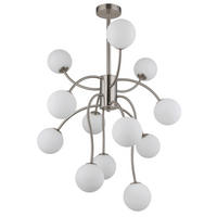 LED-DECKENLEUCHTE 62/93 cm   - Weiß/Nickelfarben, Design, Glas/Metall (62/93cm) - Globo