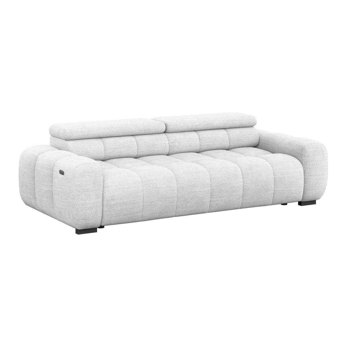 BIGSOFA inkl. mot. Funktion Webstoff Grauweiß  - Grauweiß/Schwarz, Design, Kunststoff/Textil (248/77-97/108cm) - Welnova