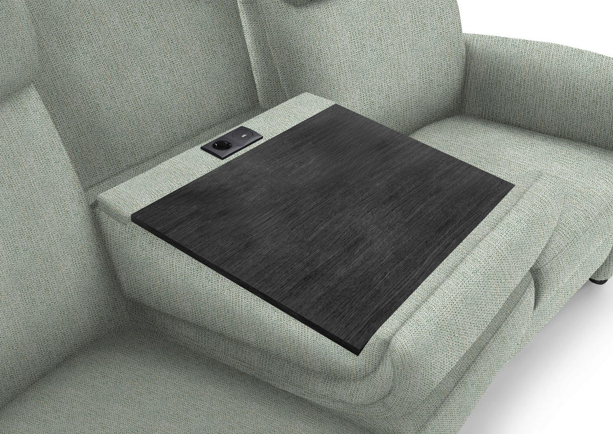 TRAPEZSOFA in Flachgewebe Platinfarben  - Platinfarben/Schwarz, Konventionell, Textil/Metall (219/107/97cm) - Pure Home Comfort