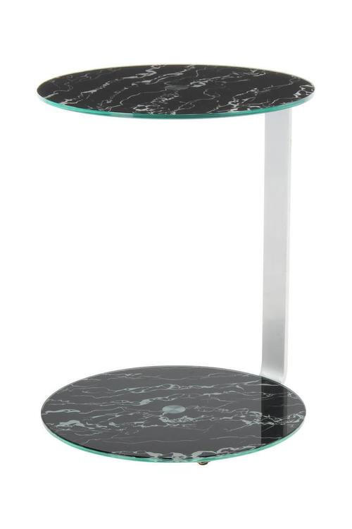 SIDOBORD i metall, glas, trämaterial 40/40/53 cm  - silver/svart, Basics, metall/trämaterial (40/40/53cm) - Kayoom