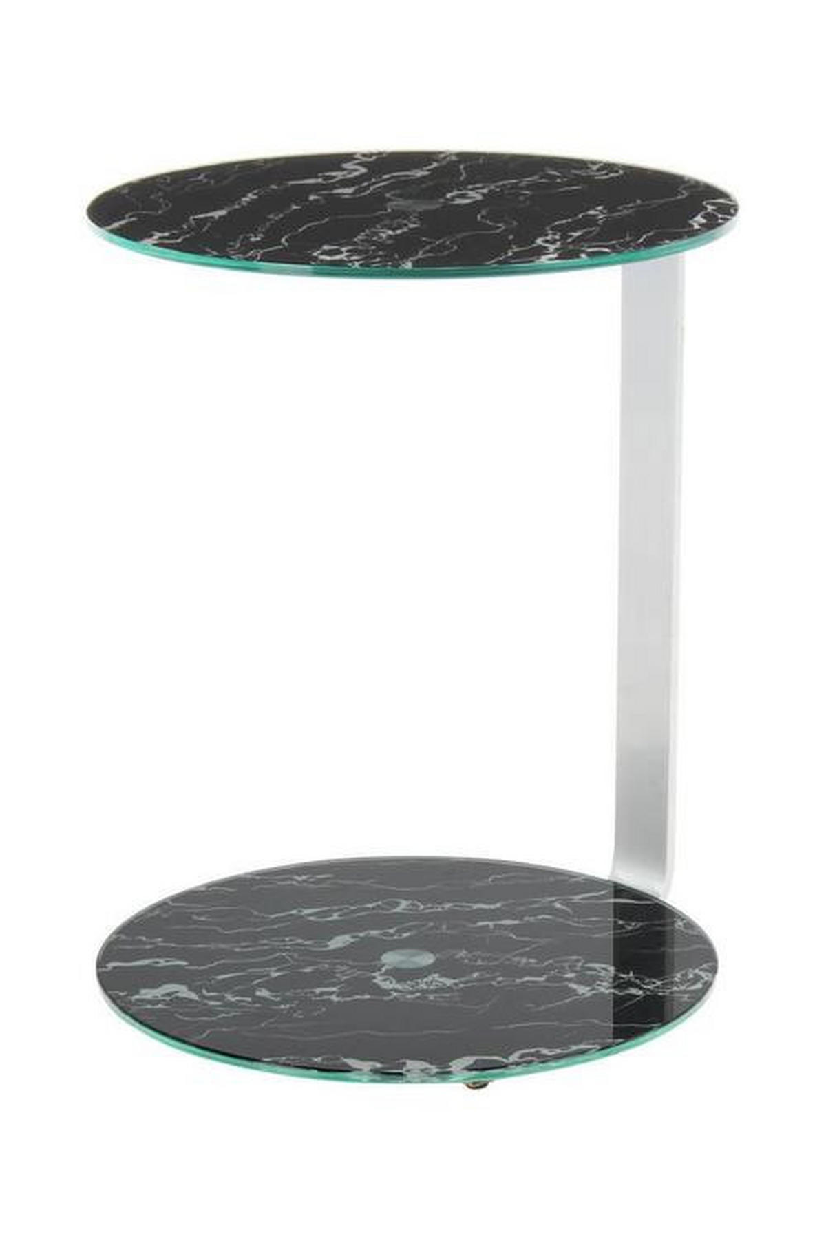 BEISTELLTISCH in Metall, Glas, Holzwerkstoff 40/40/53 cm  - Silberfarben/Schwarz, Basics, Glas/Holzwerkstoff (40/40/53cm) - Kayoom