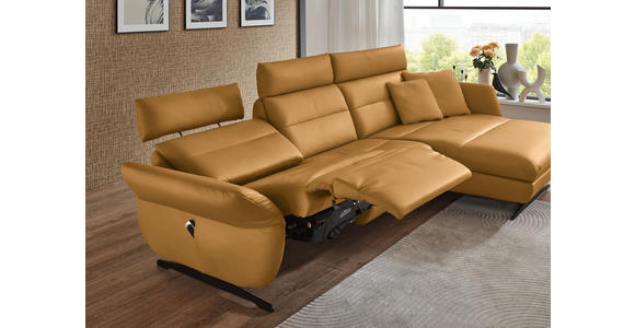 ECKSOFA in Echtleder Currygelb  300/157 cm  - Currygelb/Schwarz, Design, Leder/Metall (300/157cm) - Dieter Knoll