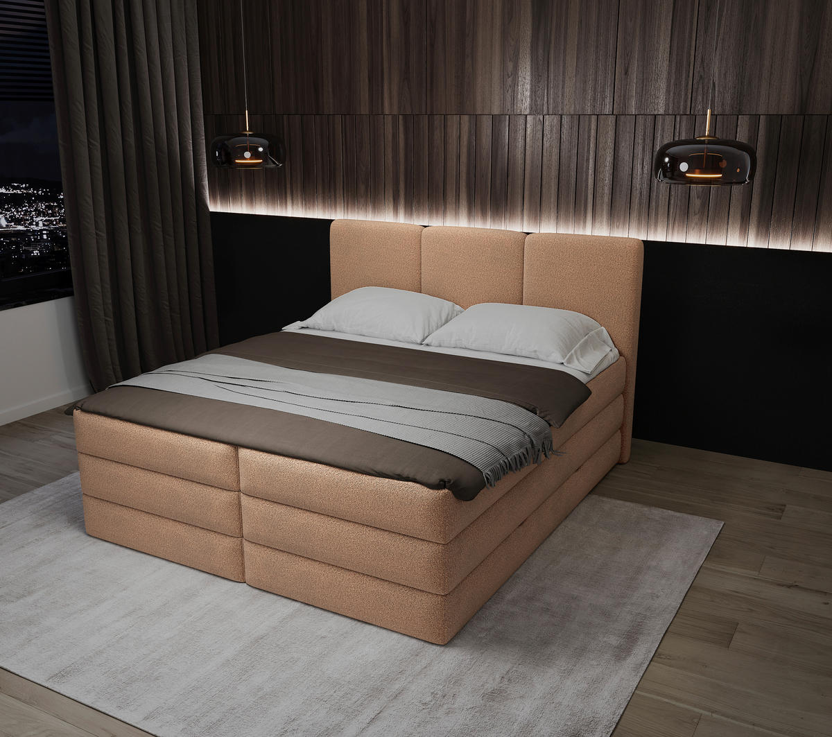 BOXSPRINGBETT 160/200 cm  in Terracotta  - Terracotta/Schwarz, MODERN, Holz/Holzwerkstoff (160/200cm) - MID.YOU