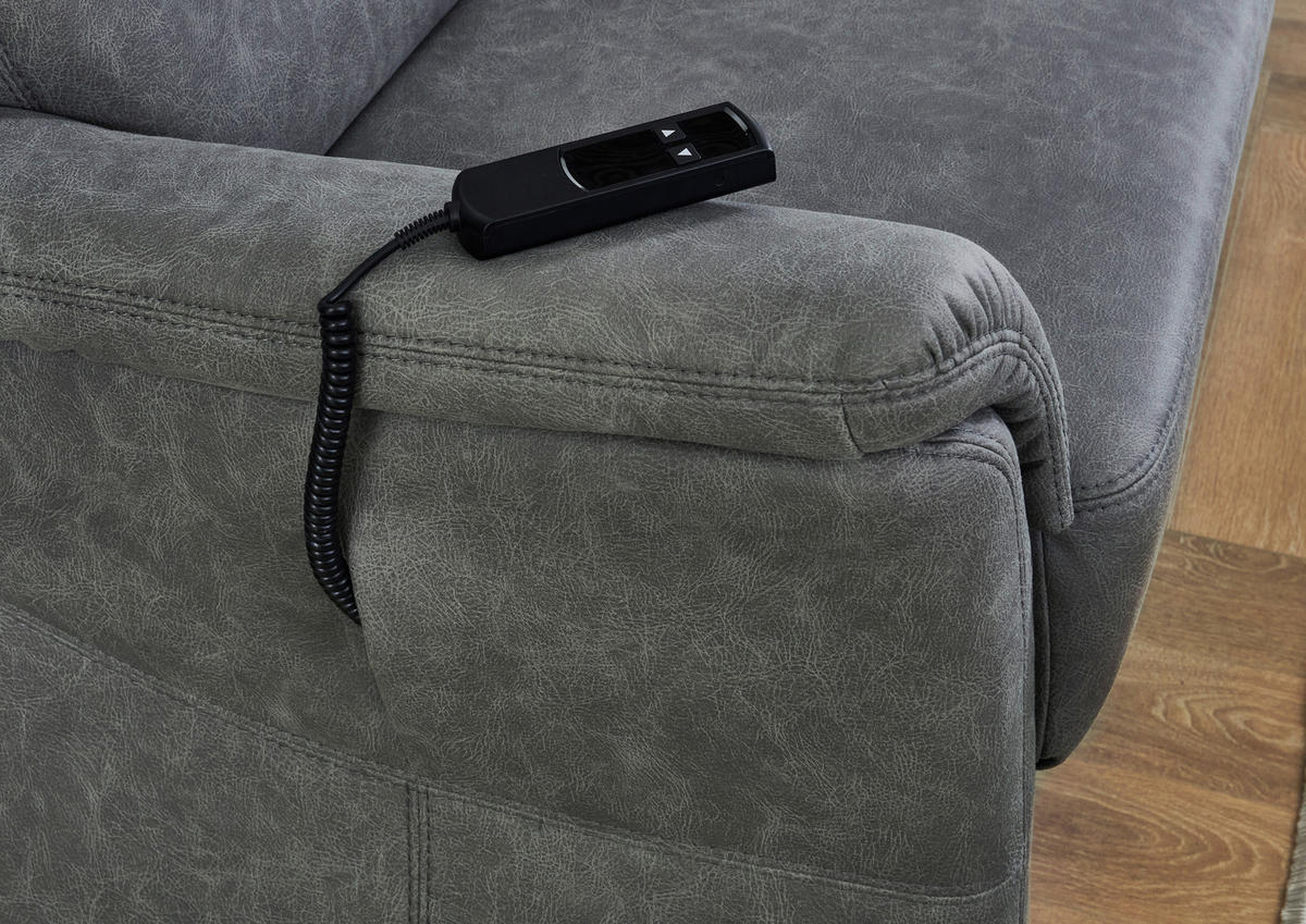 3,5-SITZER  in Mikrofaser Dunkelgrau Modern, Retro  - Dunkelgrau/Schwarz, KONVENTIONELL, Kunststoff/Textil (205/98/91cm) - Elegando