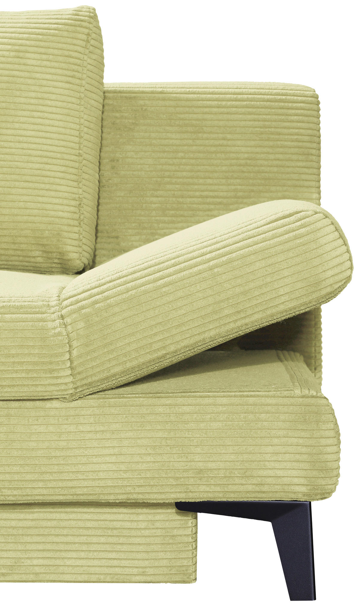 SCHLAFSOFA Cord Hellgrün  inkl. Bettkasten, Schlaffunktion, Armteilverstellung  - Schwarz/Hellgrün, Design, Textil/Metall (200/85/90cm) - Novel