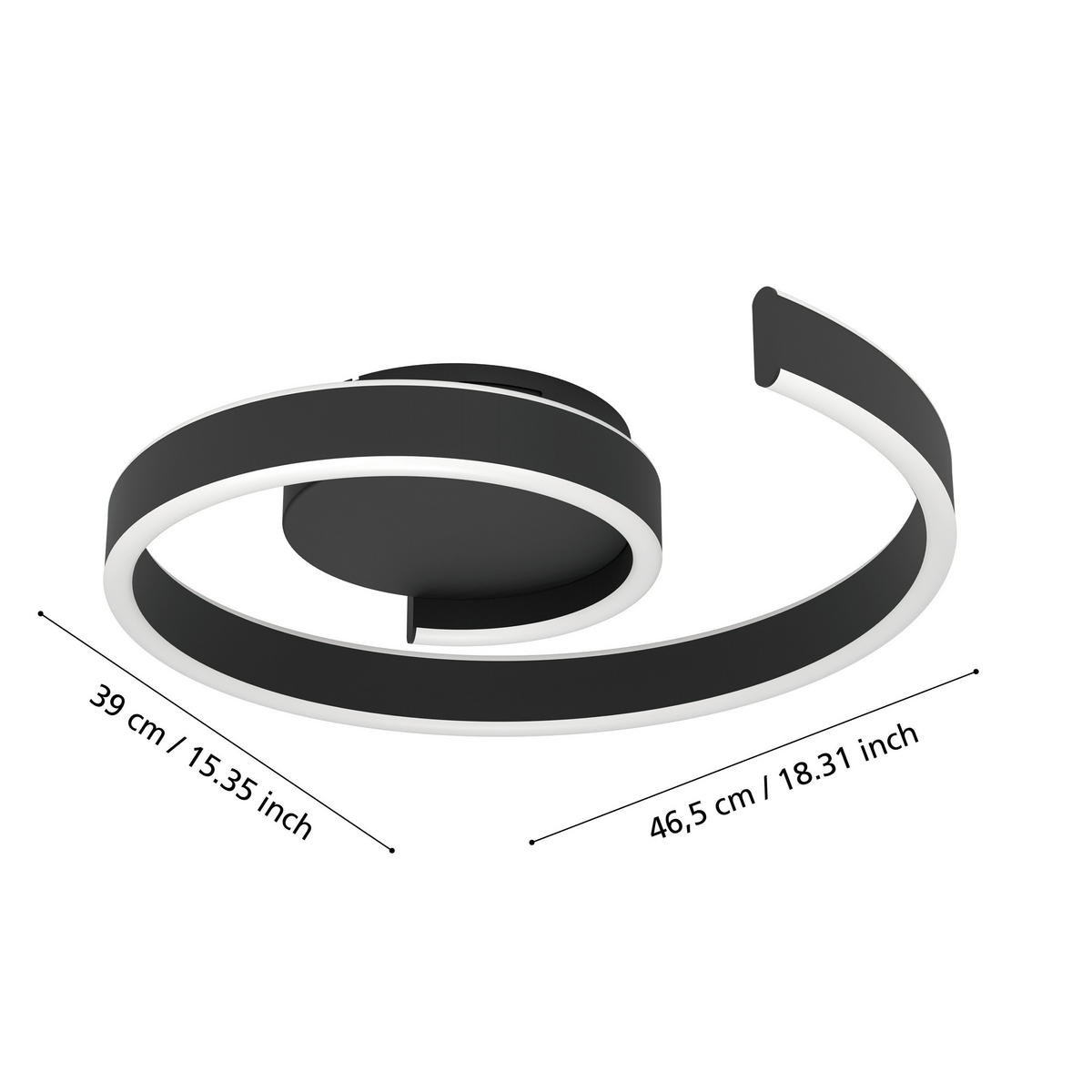 LED-DECKENLEUCHTE 46,5/39/7,5 cm    - Schwarz/Weiß, Design, Kunststoff/Metall (46,5/39/7,5cm)