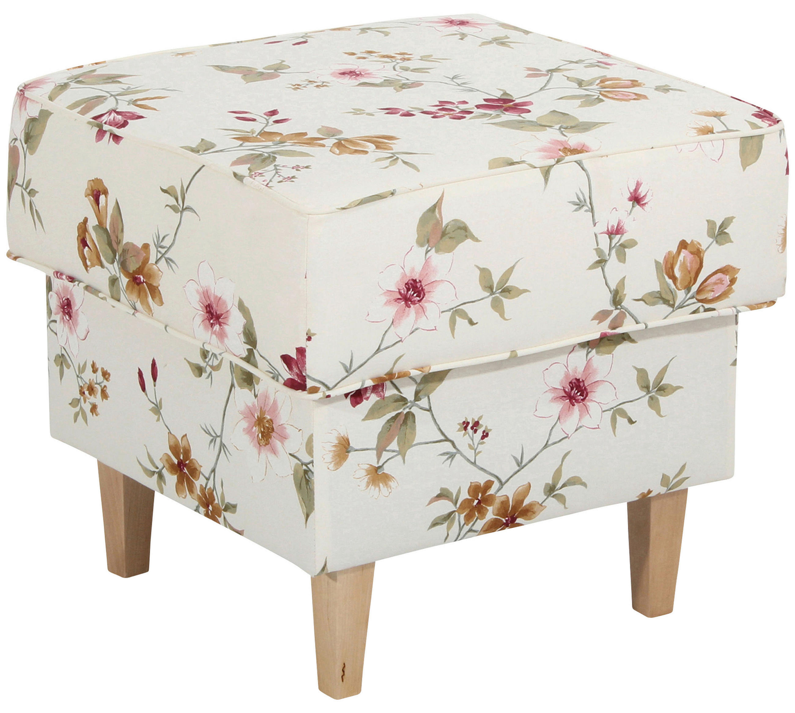 HOCKER Flachgewebe Weiß  - Buchefarben/Weiß, Design, Holz/Textil (53/45/53cm) - Max Winzer