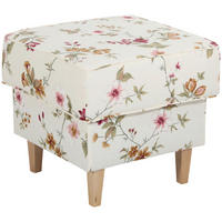 HOCKER in Textil Weiss  - Weiss/Buchefarben, Design, Holz/Textil (53/45/53cm) - Max Winzer