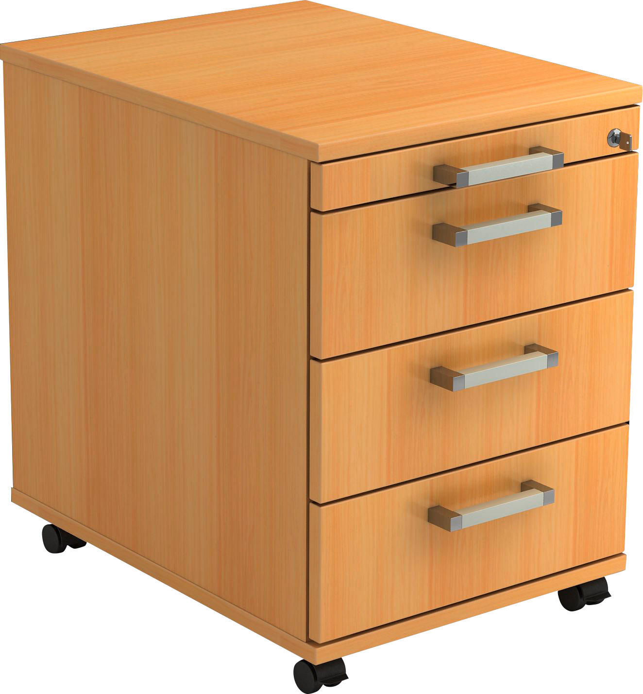 ROLLCONTAINER 42,8/59/56 cm  - Chromfarben/Buchefarben, KONVENTIONELL, Holzwerkstoff/Kunststoff (42,8/59/56cm) - Venda