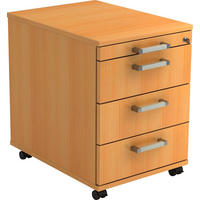 ROLLCONTAINER 42,8/59/56 cm  - Chromfarben/Buchefarben, KONVENTIONELL, Holzwerkstoff/Kunststoff (42,8/59/56cm) - Venda