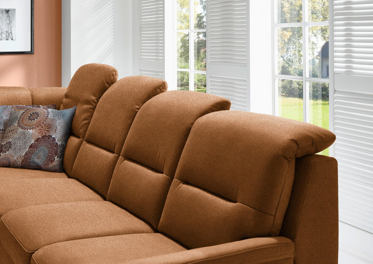 ECKSOFA in Mikrofaser Orange  - Schwarz/Orange, Konventionell, Holz/Textil (245/303cm) - Beldomo Comfort