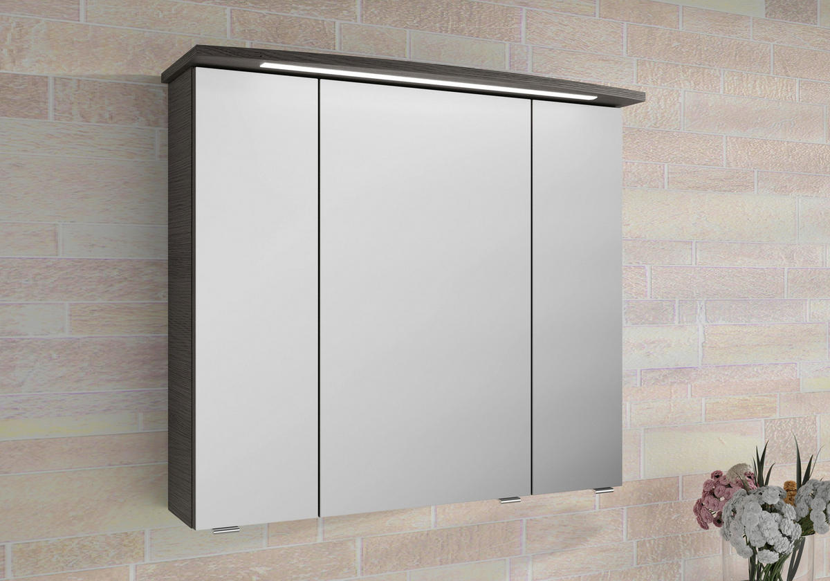 BADEZIMMER 3-teilig  in 84 cm  - Chromfarben/Graphitfarben, MODERN, Glas/Keramik (84cm) - Sadena