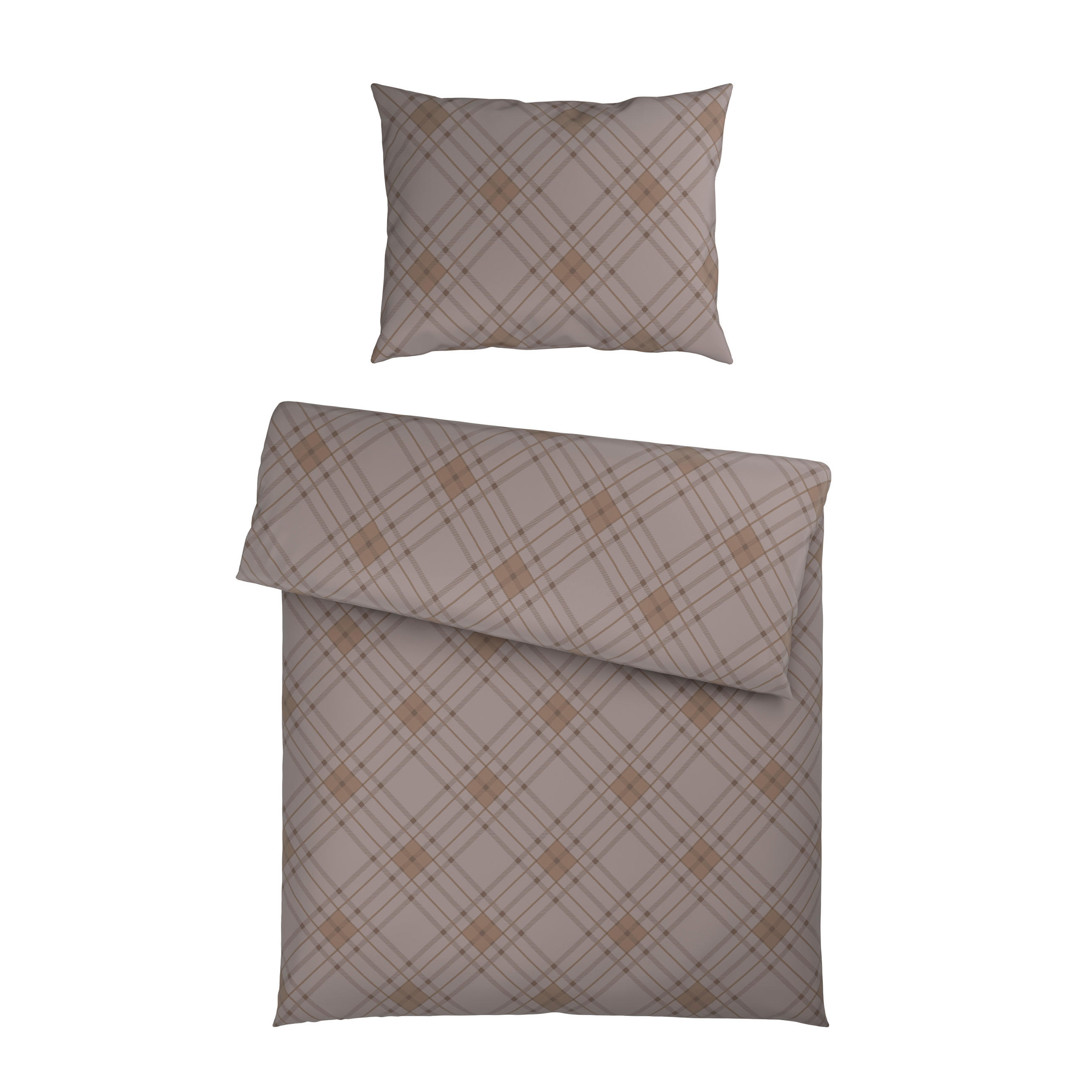 BETTWÄSCHESET Satin 160/210 cm  65 cm/100 cm  - Taupe, Design, Textil (160/210cm) - Ambia Home