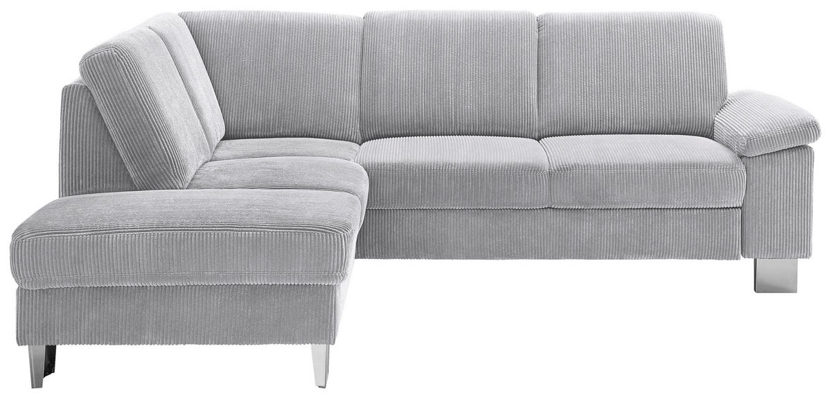 ECKSOFA  in Cord Hellgrau  200/248 cm  - Edelstahlfarben/Hellgrau, KONVENTIONELL, Textil/Metall (200/248cm) - Beldomo System